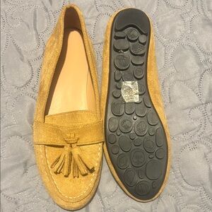 Tan Tassel Loafers with Textured Sole